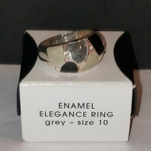 NIB Womens Enamel Elegance Ring - Grey Size 10